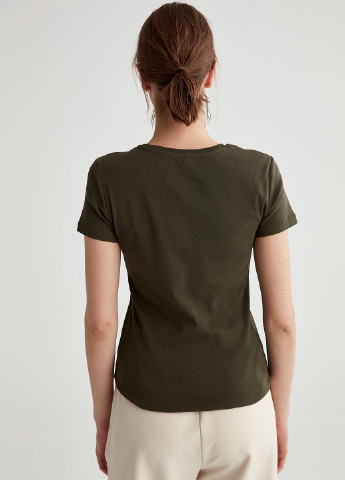 Хаки (оливковая) летняя футболка DeFacto