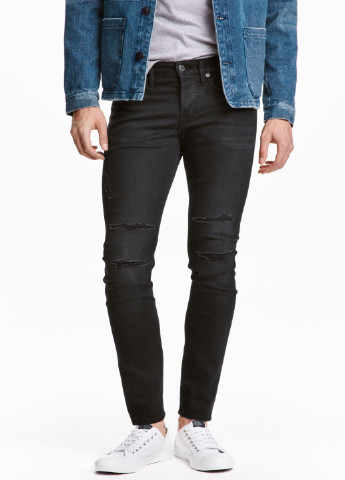 Джинси H&M скінні чорні джинсові бавовна