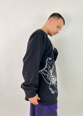 Чорний світшот Boohoo малюнок без декору (302726610)