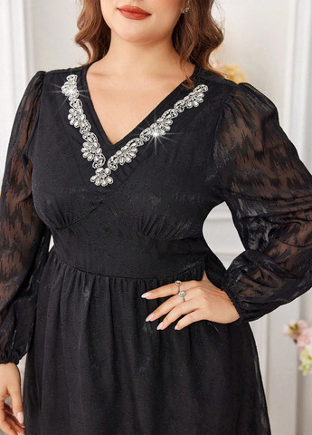 Черное праздничный, вечернее платье SHEIN однотонное