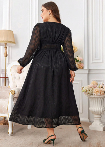 Черное праздничный, вечернее платье SHEIN однотонное