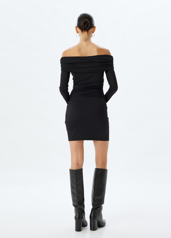 Черное вечернее платье с открытыми плечами, силуэтная KOTON однотонное