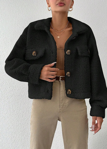 Чорна демісезонна куртка куртка-піджак SHEIN