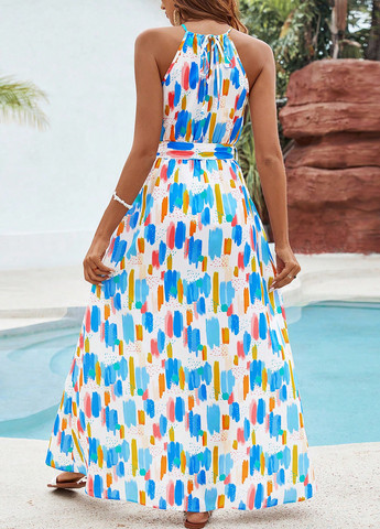 Белое кэжуал платье SHEIN с абстрактным узором