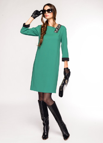 Зеленое кэжуал платье с длинным рукавом Iren Klairie однотонное