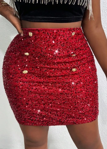 Красная коктейльный однотонная юбка SHEIN