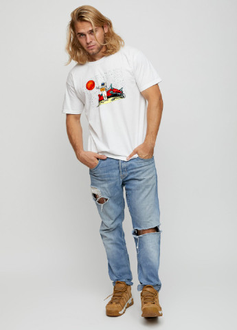 Біла футболка чоловіча basic /air print/ YAPPI