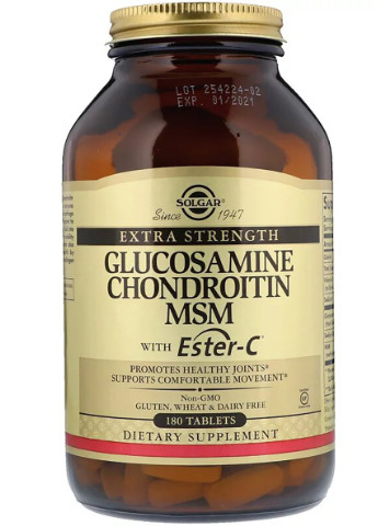 Глюкозамін Хондроітин МСМ з Ester-C,, 180 таблеток Solgar