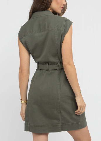 Оливковое джинсовое, кэжуал платье рубашка U.S. Polo Assn. однотонное