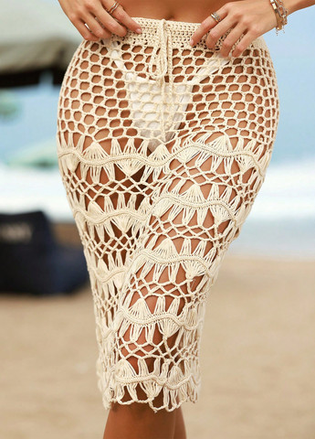 Кремовая пляжный однотонная юбка SHEIN карандаш