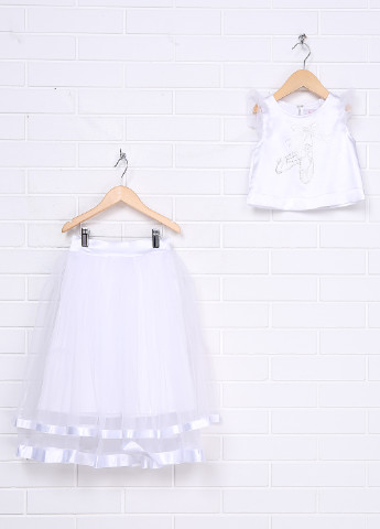 Белый демисезонный комплект (блуза, юбка) Sasha