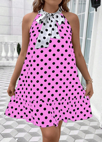 Рожева кежуал сукня а-силует SHEIN в горошок