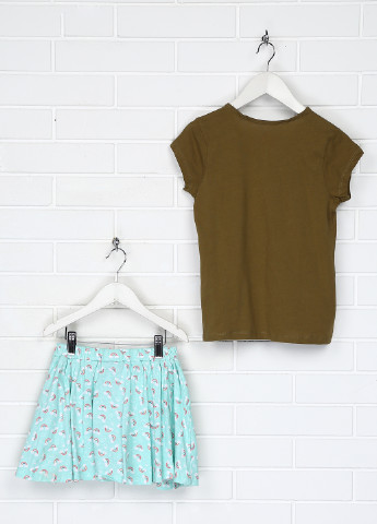 Оливковый (хаки) летний комплект (футболка, юбка) Lupilu