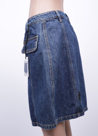 Синяя джинсовая однотонная юбка Asos а-силуэта (трапеция)
