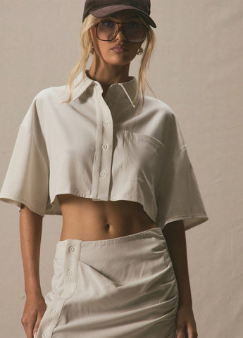 Кремовая кэжуал однотонная юбка SHEIN а-силуэта (трапеция)