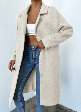 Кремове зимнє Пальто однобортне SHEIN