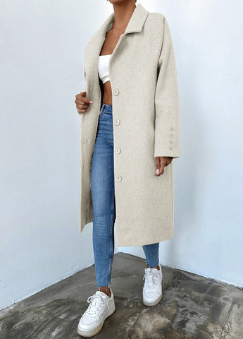 Кремове зимнє Пальто однобортне SHEIN