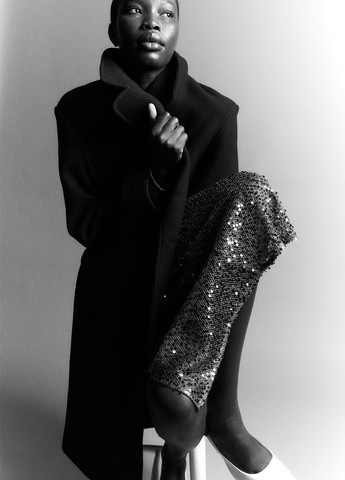 Чорне демісезонне Пальто двобортне H&M