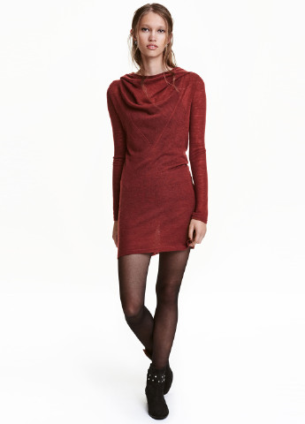 Темно-червона кежуал сукня сукня светр H&M меланжева