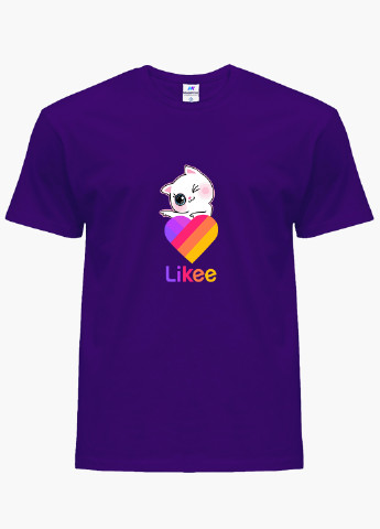 Фиолетовая демисезонная футболка детская лайки котик (likee cat)(9224-1595) MobiPrint
