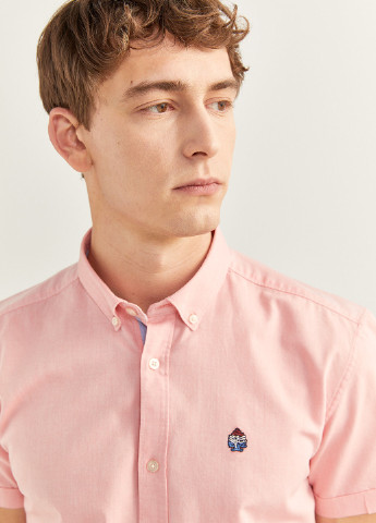 Светло-розовая кэжуал рубашка однотонная Springfield