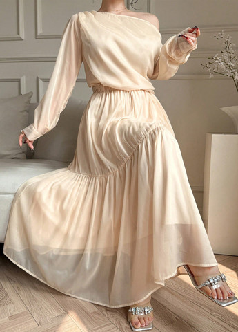 Кремовий демісезонний костюм (блуза, спідниця) SHEIN