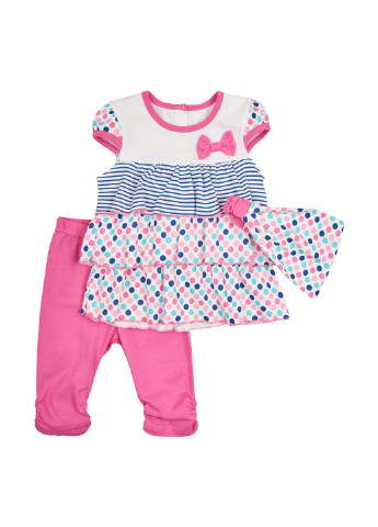 Розовый демисезонный комплект (платье, леггинсы, повязка) Ляля