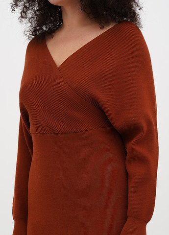 Світло-коричнева кежуал сукня сукня светр No Brand однотонна