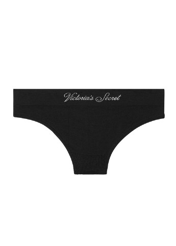 Трусики Victoria's Secret стринги логотипы чёрные повседневные трикотаж
