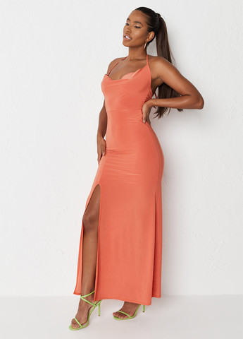Оранжевое вечернее платье платье-комбинация Missguided однотонное