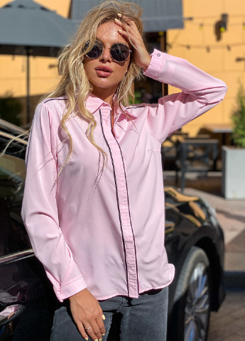 Розовая кэжуал рубашка однотонная Demma