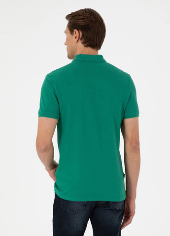 Зеленая футболка-поло для мужчин Pierre Cardin однотонная