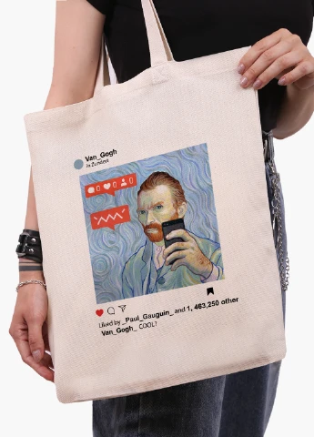 Еко сумка шоппер біла Інстаграм Вінсент Ван Гог (Instagram Vincent van Gogh) (9227-2951-WT-1) 41*35 см MobiPrint (228156183)