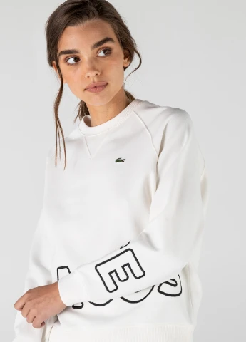 Білий світшот Lacoste логотип нашивки (276537825)