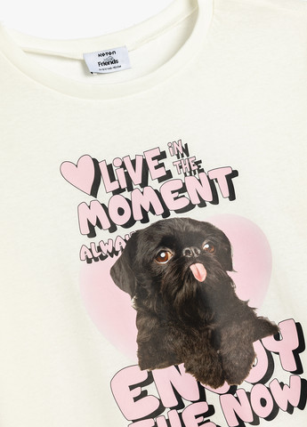 Молочный демисезонный кэжуал лонгслив KOTON с рисунком