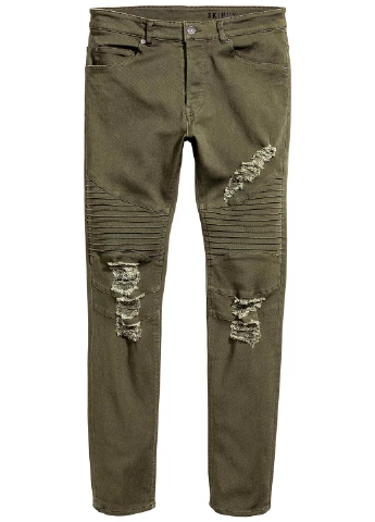 Хаки демисезонные зауженные джинсы H&M