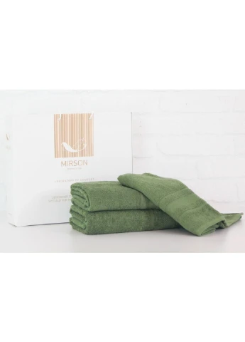 Рушник набір банних №5079 Elite SoftNess Military 50х90, 70х140, 10 (2200003981735) Mirson зелений