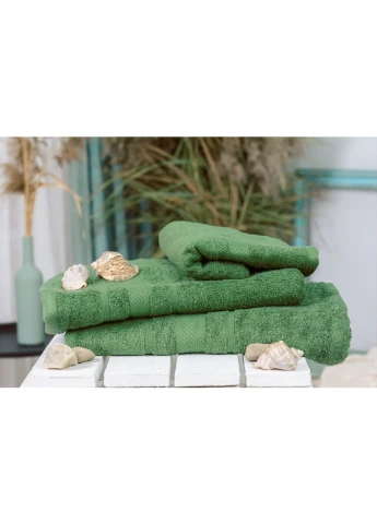 Рушник набір банних №5079 Elite SoftNess Military 50х90, 70х140, 10 (2200003981735) Mirson зелений