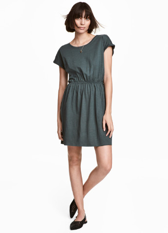 Зелена кежуал сукня кльош H&M меланжева