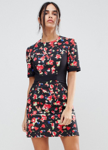 Черное кэжуал платье футляр French Connection с цветочным принтом