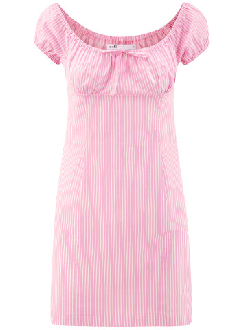 Розовое кэжуал платье Oodji в полоску