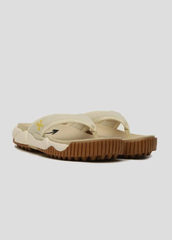 Бежевые пляжные бежевые шлепанцы из кожи Off-White