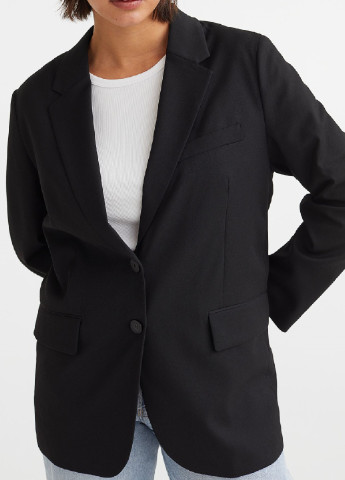 Черный женский жакет H&M с узором пье-де-пуль «гусиная лапка» - демисезонный