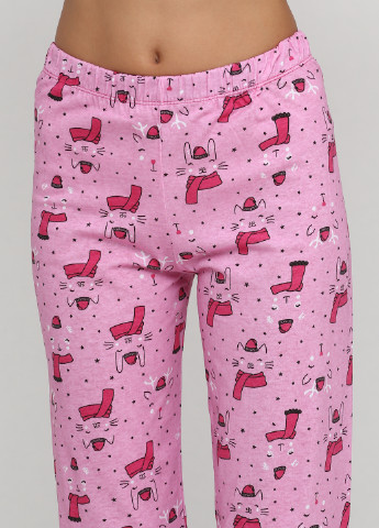 Розово-лиловый демисезонный комплект (футболка, брюки, маска для сна) Strawberry