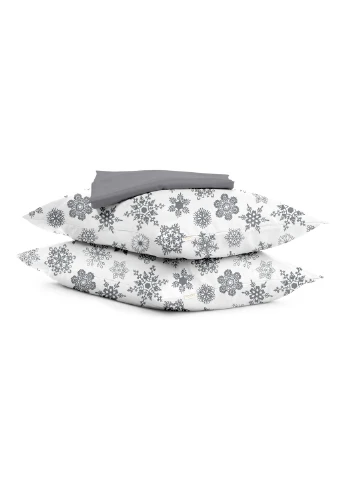 Подростковый комплект RANFORS GRAPHITE SNOWFLAKES GREY (пододеяльник 160х220 см, простынь 155х240 см, наволочка 50х70 см) Cosas (251413602)