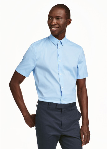 Сорочка H&M блакитна кежуал бавовна