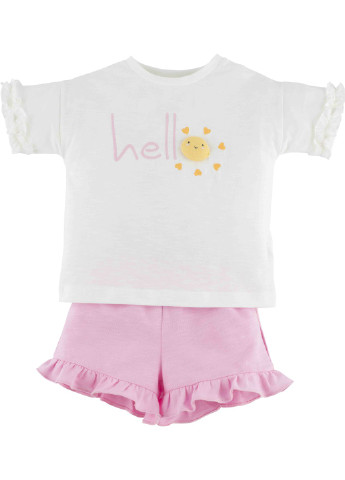 Рожевий літній комплект футболка +шорти 15490 Idil Baby Mamino
