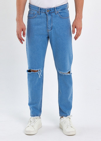 Светло-голубые демисезонные зауженные джинсы Trend Collection