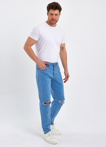 Светло-голубые демисезонные зауженные джинсы Trend Collection