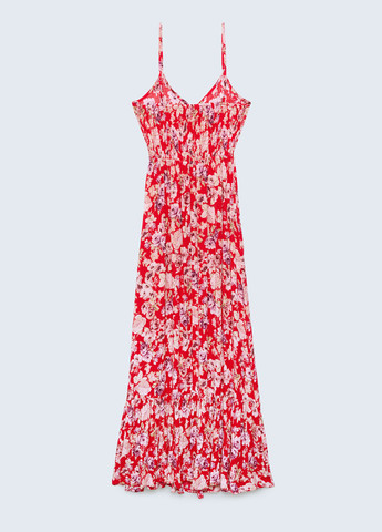 Красное кэжуал платье Stradivarius с цветочным принтом